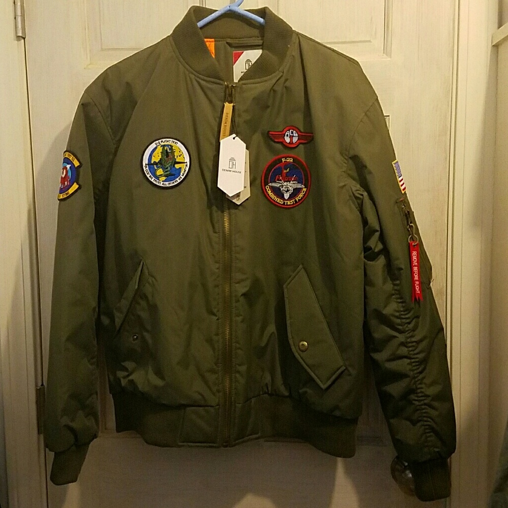 Denim House Patch Bomber Olive Size L